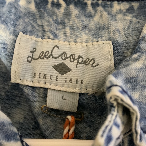 Denim Shirt - Lee Cooper Acid Wash Distressed Denim Shirt Size Large - Picture 9 of 12